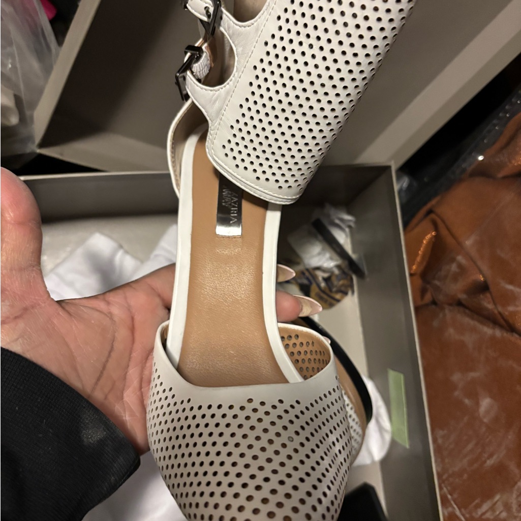 White Nine West Women's Perforated Sandals